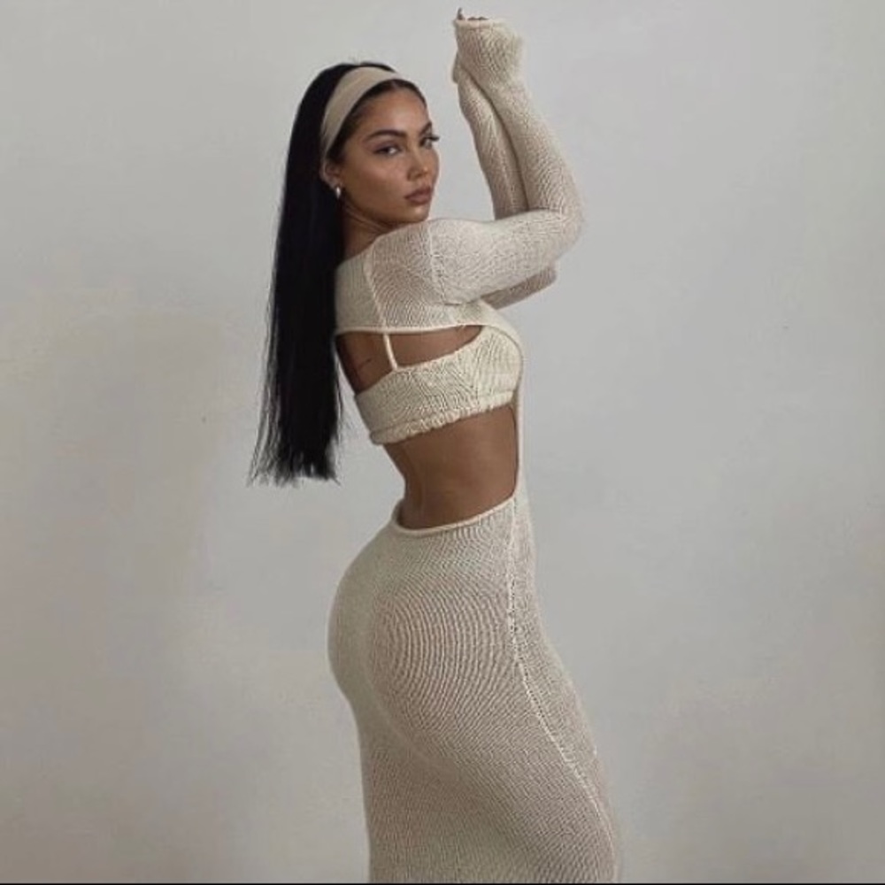 2PC Backless Knit Dress - Picture 3 of 12